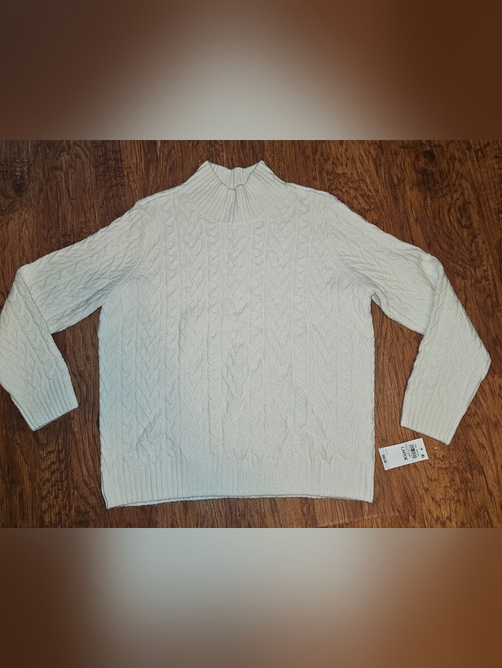 Women's Ivory Cable Knit Mock Neck Sweater